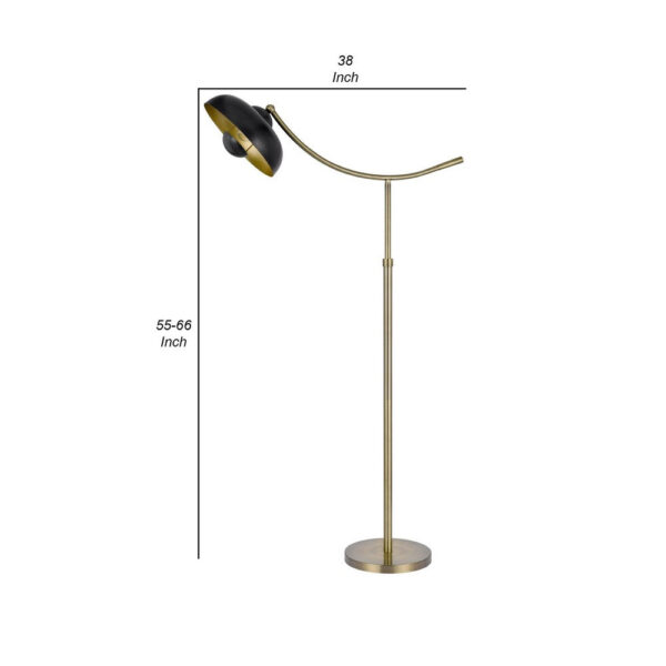66 Inch Adjustable Arc Floor Lamp, Dome Shade, Dark Bronze, Antique Brass