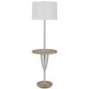 Charlie 61 Inch Modern Floor Lamp, Wood Table, 1 USB, Glossy, White, Brown