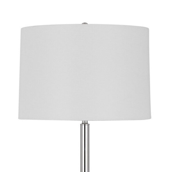 Charlie 61 Inch Modern Floor Lamp, Wood Table, 1 USB, Glossy, White, Brown