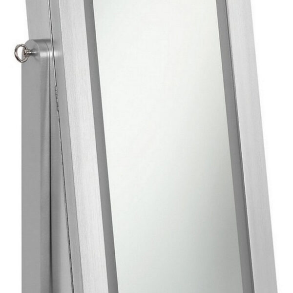 58 Inch Full Body Floor Cheval Mirror, Jewelry Storage, LED, Silver