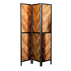 70 Inch Modern 3 Panel Folding Room Divider, Herringbone Pattern, Brown