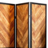 70 Inch Modern 3 Panel Folding Room Divider, Herringbone Pattern, Brown