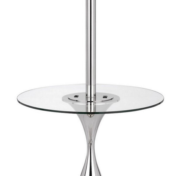 15022026699182365af4e.jpeg Ava 61 Inch Modern Floor Lamp, Glass Tray Table, 1 USB Port, Glossy, Chrome