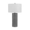 29 Inch Accent Table Lamp Set of 2, Tall Cylinder, Ball Finial Accent, Gray