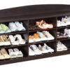 15022026699182be3684f.jpeg 48 Inch Classic Wood Shoe Rack, 9 Cubbies, Elegant Wood Grains, Dark Brown