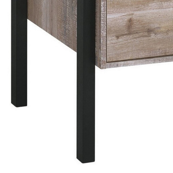 15022026699182cc29c48.jpeg 60 Inch Wood Office Writing Desk, 4 Drawers, 1 Cabinet, Rustic Brown, Black