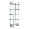 15022026699182d07f3fd.jpeg 79 Inch Bookcase, Metal Frame, Tempered Glass Shelves, Polished, Silver