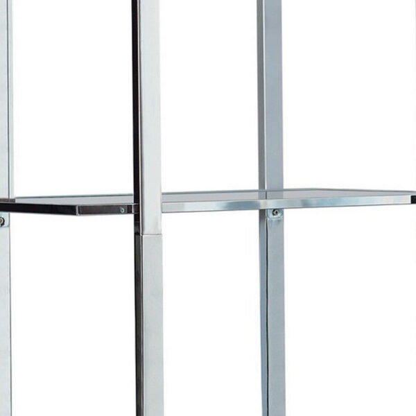 15022026699182d372b28.jpeg 79 Inch Bookcase, Metal Frame, Tempered Glass Shelves, Polished, Silver