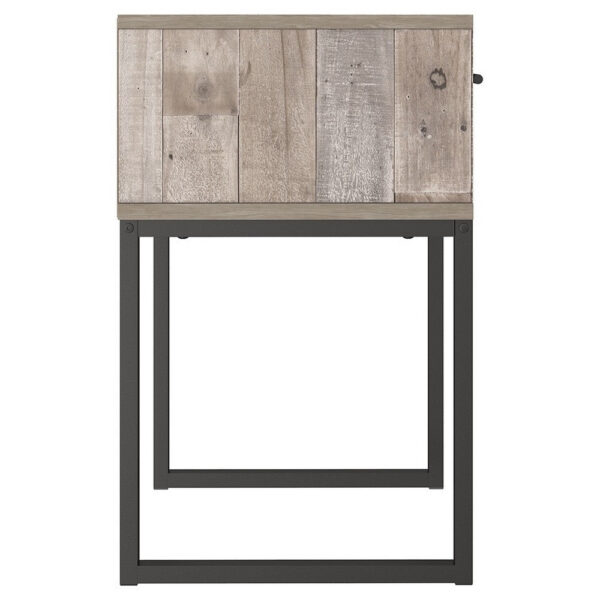 Grace 20 Inch Modern Nightstand, Metal Base, 1 Drawer, Whitewashed Wood