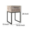 Grace 20 Inch Modern Nightstand, Metal Base, 1 Drawer, Whitewashed Wood