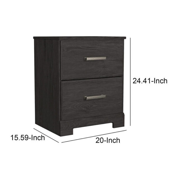150220266991833846270.jpeg Wren 24 Inch Modern Rustic Wood Nightstand, 2 Drawers, Oak Grain, Black