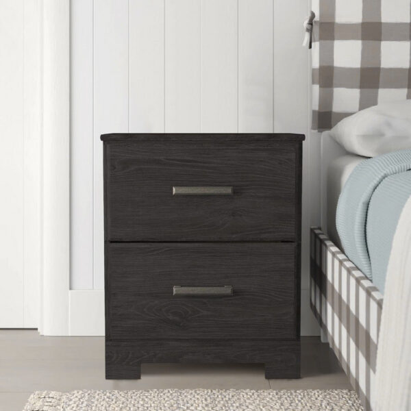 1502202669918339d7a9e.jpeg Wren 24 Inch Modern Rustic Wood Nightstand, 2 Drawers, Oak Grain, Black