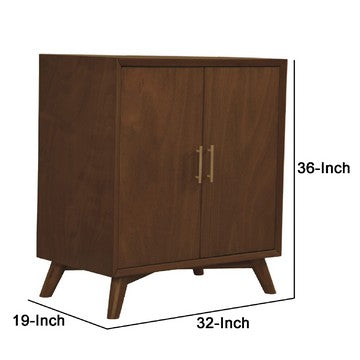 1502202669918371cf533.jpeg Ian 36 Inch 2 Door Bar Cabinet, Mahogany Wood, Wine Rack, Walnut Brown