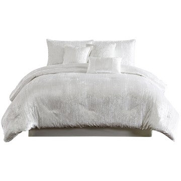 1502202669918377b9be7.jpeg Jay 7 Piece King Comforter Set, Polyester Velvet Deluxe Texture, White