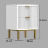 Beth 27 Inch 2 Drawer Nightstand, Corrugated, Mahogany Wood, White, Gold