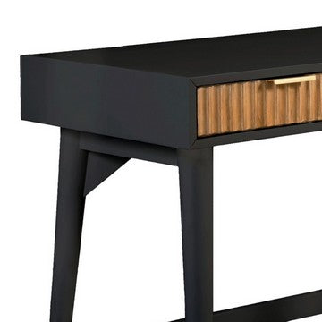 Eli 36 Inch 2 Drawer Home Office Desk, Mahogany Wood, Black, Brown