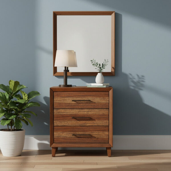 15022026699184146f986.jpeg Paul 35 Inch Small Dresser Chest, 3 Drawers, Metal Bar Handles, Warm Brown