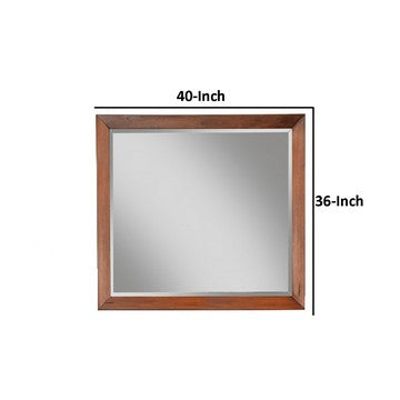 Rue 36 x 40 Rectangular Dresser Mirror, Mahogany Wood Frame, Warm Brown
