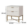 150220266991842480810.jpeg Rexi 26 Inch 2 Drawer Nightstand, Honeycomb, Mahogany Wood, White, Gold
