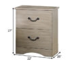 Bran 27 Inch Modern 2 Drawer Nightstand, Pine Wood, Grains, Light Brown