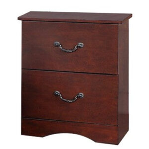 1502202669918464dba83.jpeg Bran 27 Inch 2 Drawer Nightstand, Pine Wood, Grain Details, Cherry Brown