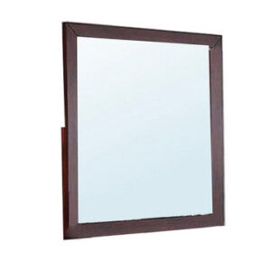 Bran 36 x 36 Square Dresser Mirror, Pine Wood, Grain Details, Cherry Brown