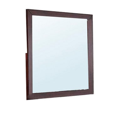 Bran 36 x 36 Square Dresser Mirror, Pine Wood, Grain Details, Cherry Brown