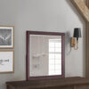 Bran 36 x 36 Square Dresser Mirror, Pine Wood, Grain Details, Cherry Brown