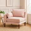 Rio 33 Inch Modular Single Arm Corner Chair, 2 Lumbar Cushions, Blush Pink