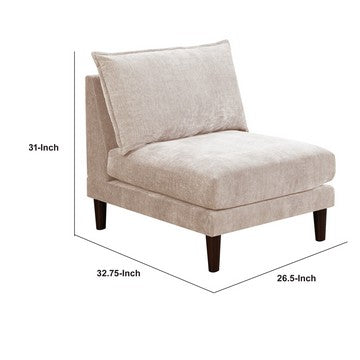 Rio 33 Inch Modular Armless Sofa Chair, Lumbar Cushion, Blush Pink