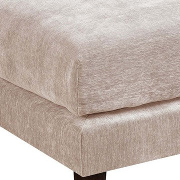 Rio 32 Inch Modular Ottoman, Box Cushion Seat, Wood Legs, Blush Pink