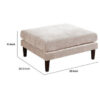 Rio 32 Inch Modular Ottoman, Box Cushion Seat, Wood Legs, Blush Pink
