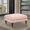 Rio 32 Inch Modular Ottoman, Box Cushion Seat, Wood Legs, Blush Pink