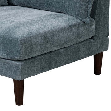 Rio 33 Inch Modular Single Arm Corner Chair, 2 Lumbar Cushions, Slate Blue