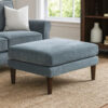 15022026699184ce4f4db.jpeg Rio 32 Inch Modular Ottoman, Box Cushion Seat, Wood Legs, Slate Blue Fabric