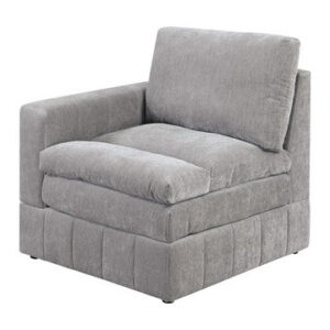 Luna 33 Inch Modular 1 Arm Corner Chair, Triple Plush Cushioned Seat, Gray