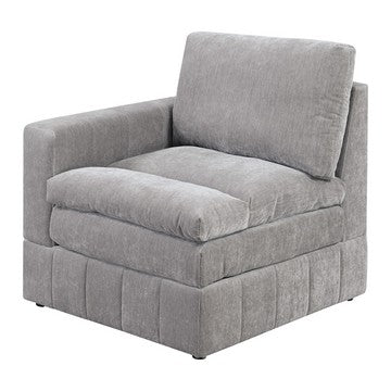 15022026699184d19cb5a.jpeg Luna 33 Inch Modular 1 Arm Corner Chair, Triple Plush Cushioned Seat, Gray