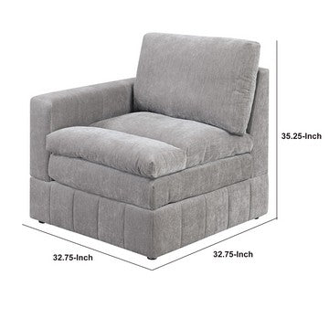 15022026699184d423bf7.jpeg Luna 33 Inch Modular 1 Arm Corner Chair, Triple Plush Cushioned Seat, Gray