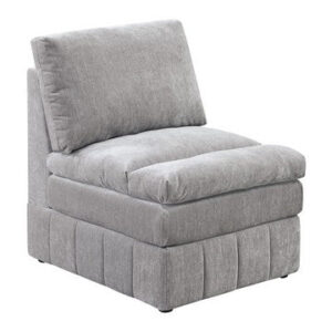 Luna 35 Inch Modular Armless Chair, Three Layer Plush Cushioned Seat, Gray
