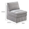 Luna 35 Inch Modular Armless Chair, Three Layer Plush Cushioned Seat, Gray