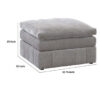 Luna 33 Inch Modular Ottoman, Three Layer Plush Cushioned Seat, Gray