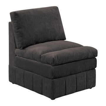 Luna 35 Inch Modular Armless Chair, 3 Layer Plush Cushion Seat, Dark Gray