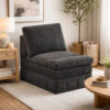 Luna 35 Inch Modular Armless Chair, 3 Layer Plush Cushion Seat, Dark Gray