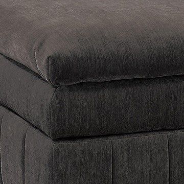 Luna 33 Inch Modular Ottoman, Three Layer Plush Cushioned Seat, Dark Gray