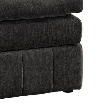 Luna 33 Inch Modular Ottoman, Three Layer Plush Cushioned Seat, Dark Gray