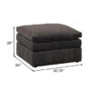 Luna 33 Inch Modular Ottoman, Three Layer Plush Cushioned Seat, Dark Gray