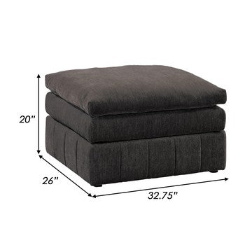 Luna 33 Inch Modular Ottoman, Three Layer Plush Cushioned Seat, Dark Gray