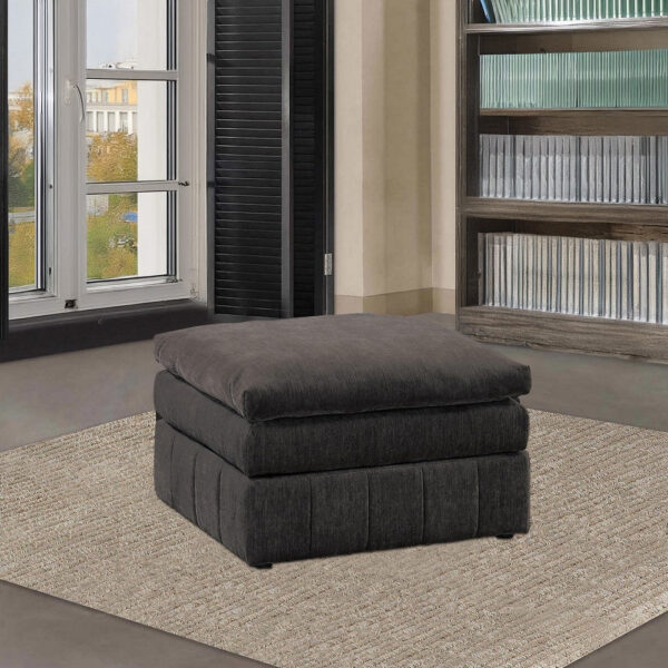 Luna 33 Inch Modular Ottoman, Three Layer Plush Cushioned Seat, Dark Gray