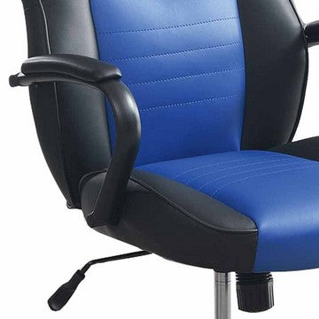 150220266991850dc7f80.jpeg Rue 27 Inch Ergonomic Office Chair, Faux Leather Swivel Seat, Black, Blue