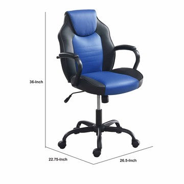 150220266991850f59a52.jpeg Rue 27 Inch Ergonomic Office Chair, Faux Leather Swivel Seat, Black, Blue